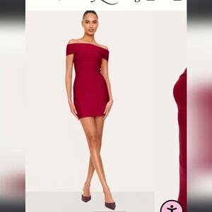 Pretty Little Thing Elegant Off-Shoulder Bodycon Red Dress Size 2